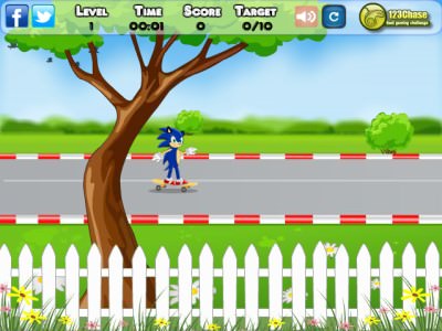 Sonic Skating / Sonic auf einem Skateboard